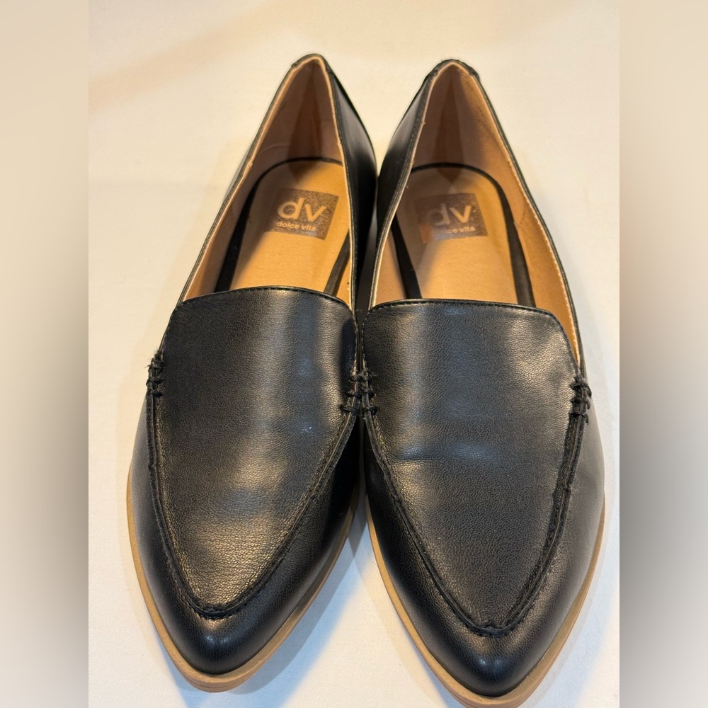 DV by Dolce Vita Black Pointed Leather Loafers